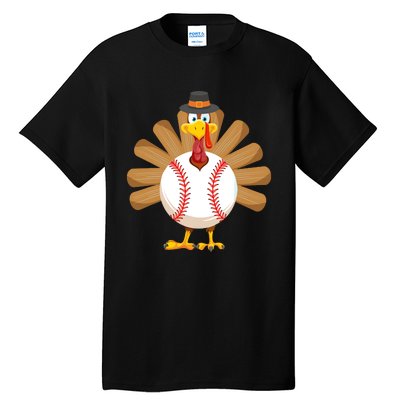 Baseball Turkey Thanksgiving Boy Mom Tall T-Shirt