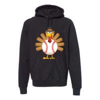 Baseball Turkey Thanksgiving Boy Mom Premium Hoodie