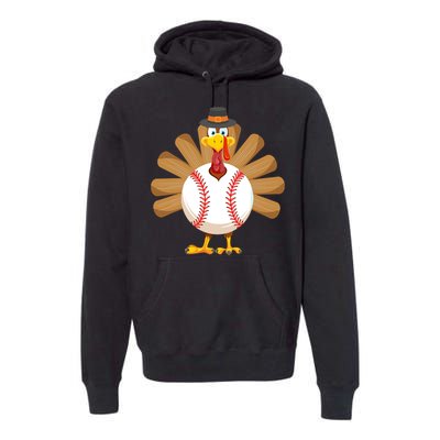 Baseball Turkey Thanksgiving Boy Mom Premium Hoodie