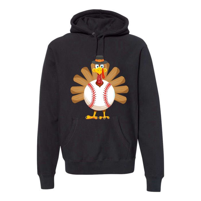 Baseball Turkey Thanksgiving Boy Mom Premium Hoodie