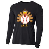 Baseball Turkey Thanksgiving Boy Mom Cooling Performance Long Sleeve Crew