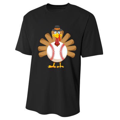 Baseball Turkey Thanksgiving Boy Mom Performance Sprint T-Shirt