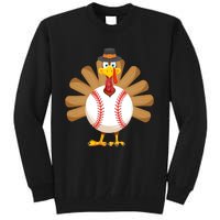 Baseball Turkey Thanksgiving Boy Mom Tall Sweatshirt