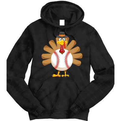 Baseball Turkey Thanksgiving Boy Mom Tie Dye Hoodie