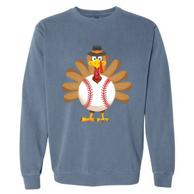 Baseball Turkey Thanksgiving Boy Mom Garment-Dyed Sweatshirt