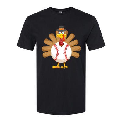 Baseball Turkey Thanksgiving Boy Mom Softstyle CVC T-Shirt