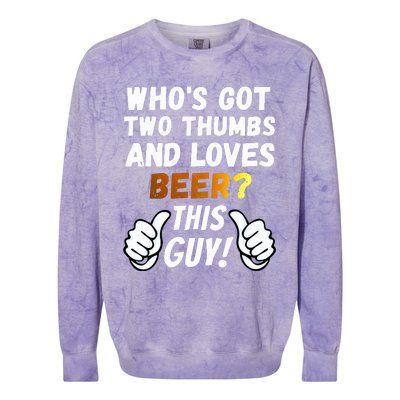 Beer Ttwo Thumbs Loves Beer Colorblast Crewneck Sweatshirt