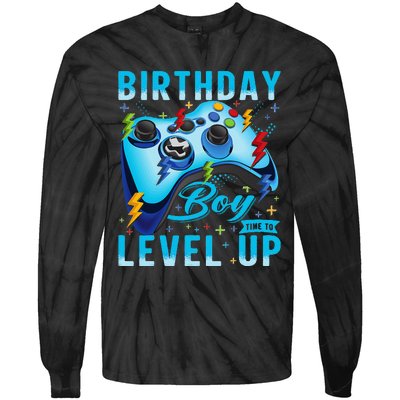 Birthday Time to Level Up Video Game Birthday Gamer Tie-Dye Long Sleeve Shirt