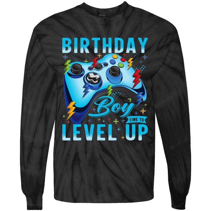 Birthday Time to Level Up Video Game Birthday Gamer Tie-Dye Long Sleeve Shirt