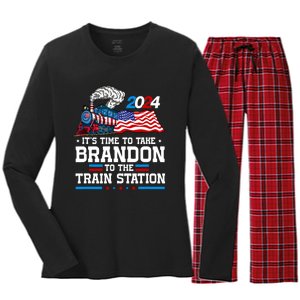 Brandon To Thetrain Station Kinda Day 2024 Women's Long Sleeve Flannel Pajama Set 