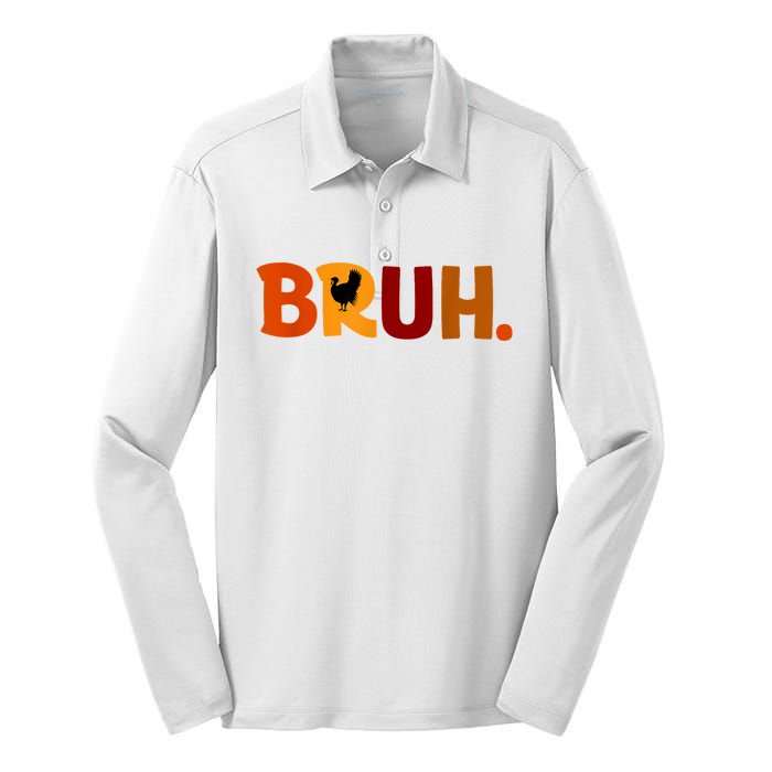 Bruh Thanksgiving Teens Turkey Bruh Silk Touch Performance Long Sleeve Polo