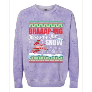 Braaap Through The Snow Ugly Motocross Christmas Gift Colorblast Crewneck Sweatshirt