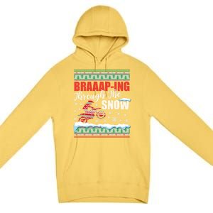 Braaap Through The Snow Ugly Motocross Christmas Gift Premium Pullover Hoodie