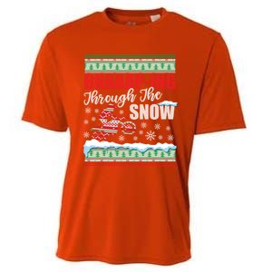 Braaap Through The Snow Ugly Motocross Christmas Gift Cooling Performance Crew T-Shirt