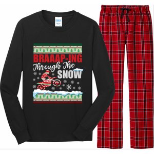 Braaap Through The Snow Ugly Motocross Christmas Gift Long Sleeve Pajama Set