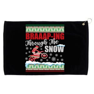 Braaap Through The Snow Ugly Motocross Christmas Gift Grommeted Golf Towel