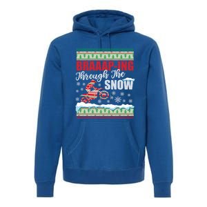 Braaap Through The Snow Ugly Motocross Christmas Gift Premium Hoodie