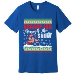 Braaap Through The Snow Ugly Motocross Christmas Gift Premium T-Shirt