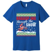 Braaap Through The Snow Ugly Motocross Christmas Gift Premium T-Shirt