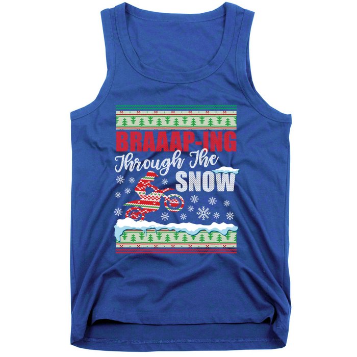 Braaap Through The Snow Ugly Motocross Christmas Gift Tank Top