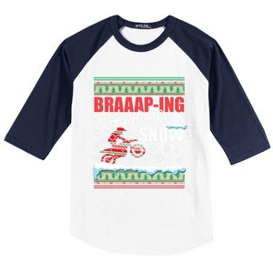 Braaap Through The Snow Ugly Motocross Christmas Gift Baseball Sleeve Shirt