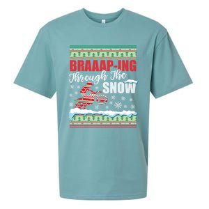 Braaap Through The Snow Ugly Motocross Christmas Gift Sueded Cloud Jersey T-Shirt