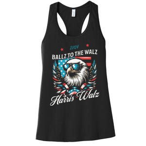 Ballz To The Walz Harris Walz 2024 Sunglasses Eagle Election Women's Racerback Tank