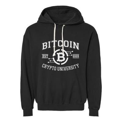 Bitcoin To The Moon Btc College Garment-Dyed Fleece Hoodie