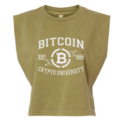 Bitcoin To The Moon Btc College Garment-Dyed Women's Muscle Tee