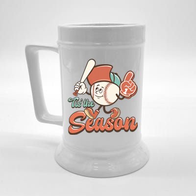 Baseball Tis The Season Retro Baseball Mom Game Day Baseball Love Beer Stein