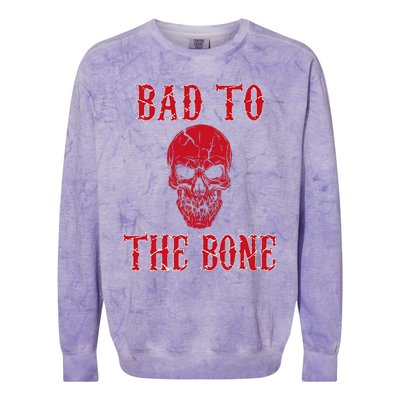 Bad To The Bone Skeleton Halloween Scary Colorblast Crewneck Sweatshirt