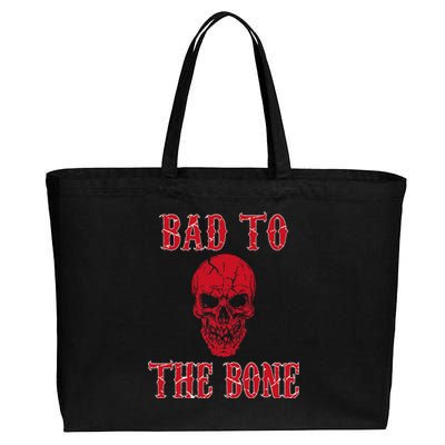 Bad To The Bone Skeleton Halloween Scary Cotton Canvas Jumbo Tote