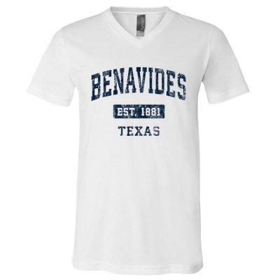 Benavides Texas Tx Vintage Sports Established V-Neck T-Shirt