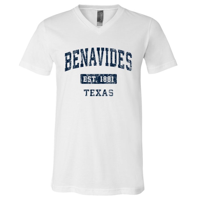 Benavides Texas Tx Vintage Sports Established V-Neck T-Shirt