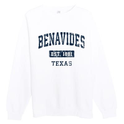 Benavides Texas Tx Vintage Sports Established Premium Crewneck Sweatshirt