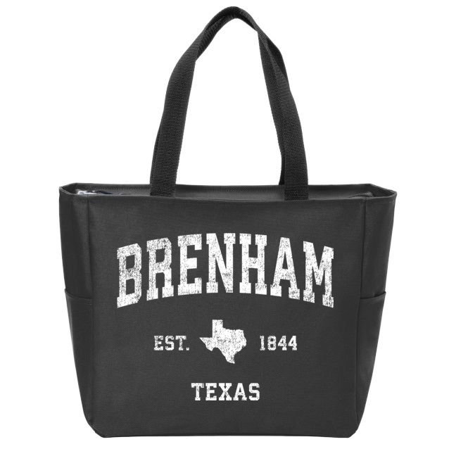 Brenham Texas Tx Vintage Athletic Sports Zip Tote Bag