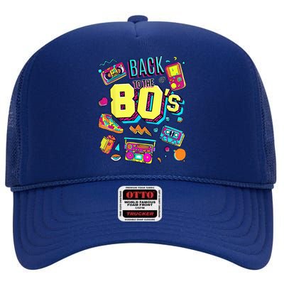 Back To The 80s Costume Party Retro High Crown Mesh Back Trucker Hat