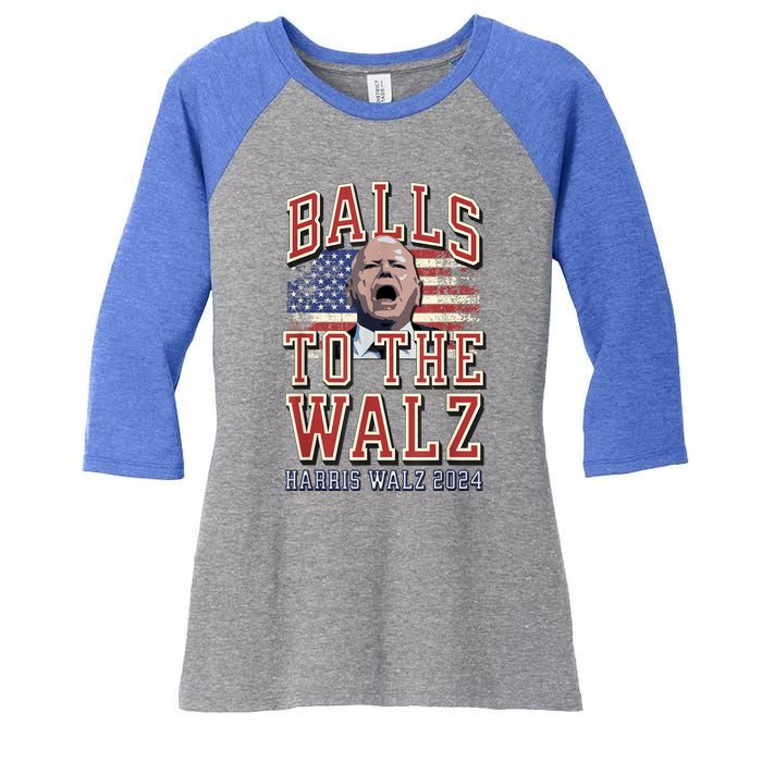 Balls To The Walz Tim Walz For Vp Walz And Harris Vote 47 Women's Tri-Blend 3/4-Sleeve Raglan Shirt