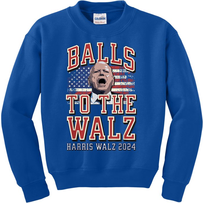 Balls To The Walz Tim Walz For Vp Walz And Harris Vote 47 Kids Sweatshirt