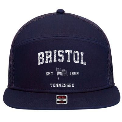 Bristol Tennessee Tn Vintage Us Flag Sports 7 Panel Mesh Trucker Snapback Hat