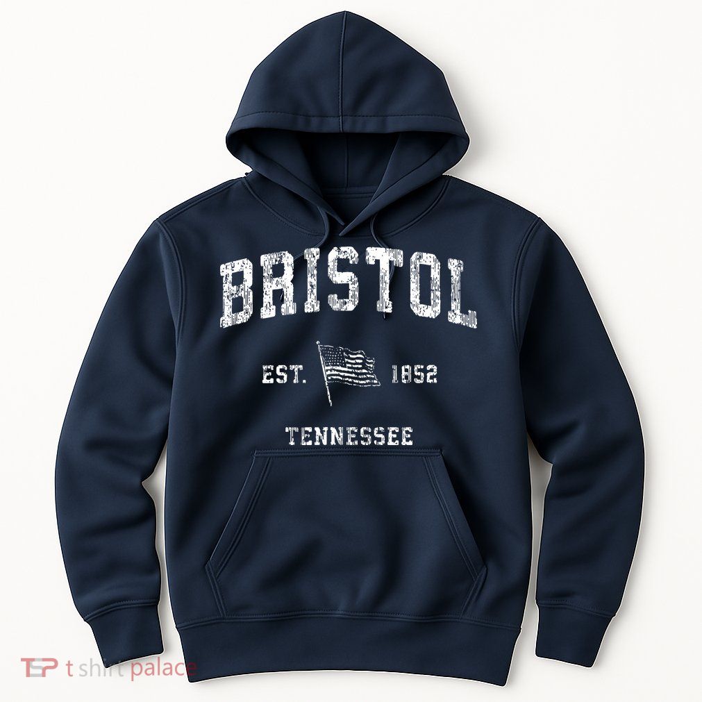 Bristol Tennessee Tn Vintage Us Flag Sports Hoodie