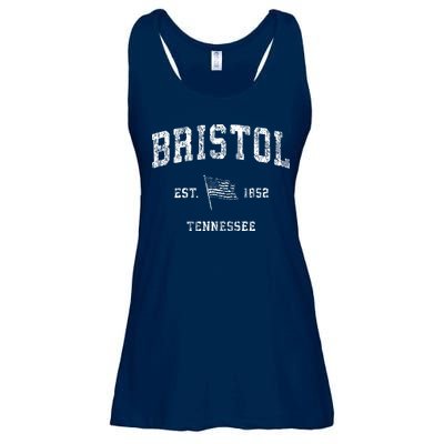 Bristol Tennessee Tn Vintage Us Flag Sports Ladies Essential Flowy Tank