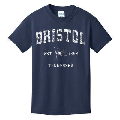 Bristol Tennessee Tn Vintage Us Flag Sports Kids T-Shirt