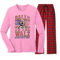 Balls To The Walz Tim Walz For Vp Walz And Harris Vote 47 Women's Long Sleeve Flannel Pajama Set 