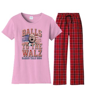 Balls To The Walz Tim Walz For Vp Walz And Harris Vote 47 Women's Flannel Pajama Set