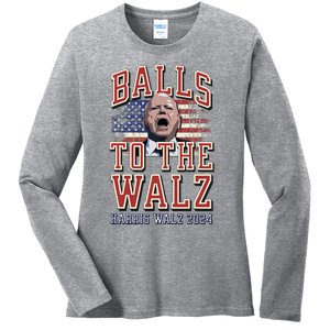 Balls To The Walz Tim Walz For Vp Walz And Harris Vote 47 Ladies Long Sleeve Shirt