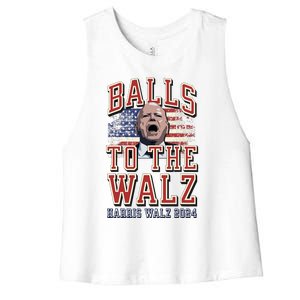 Balls To The Walz Tim Walz For Vp Walz And Harris Vote 47 Women's Racerback Cropped Tank