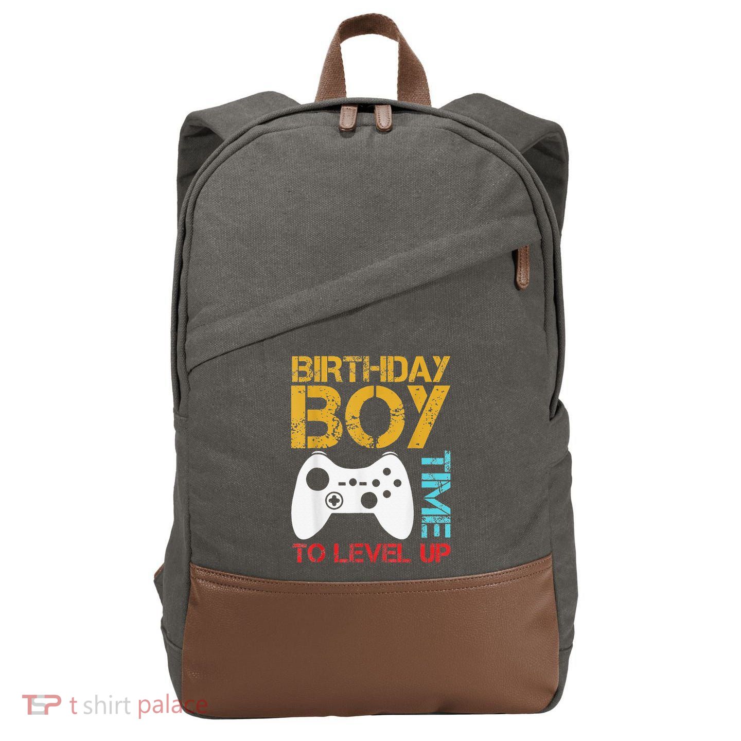 Birthday Time To Level Up Video Gamer Cotton Canvas Backpack