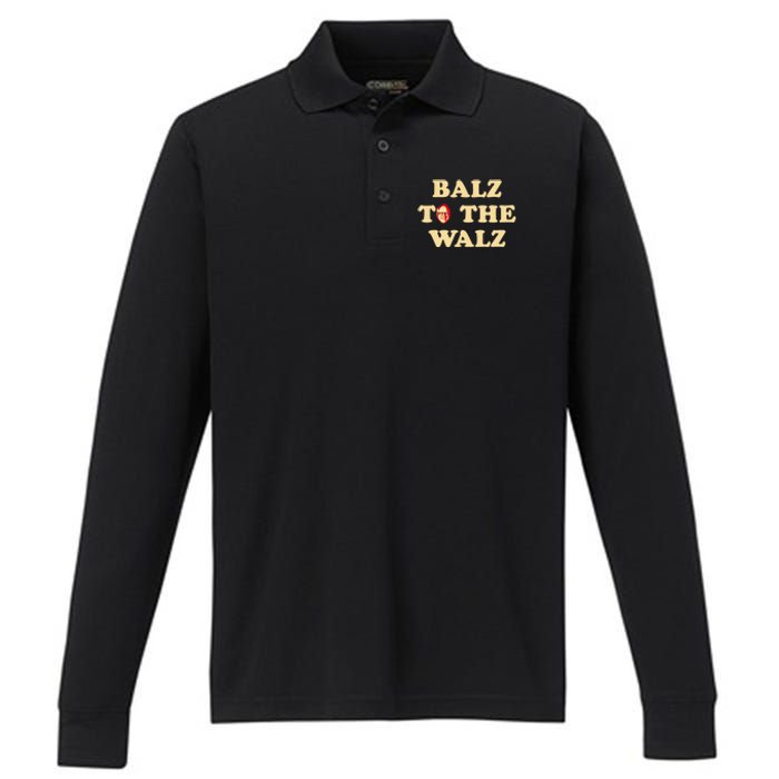 Balz To The Walz Harris Walz 47 President 24 Election Funny Performance Long Sleeve Polo