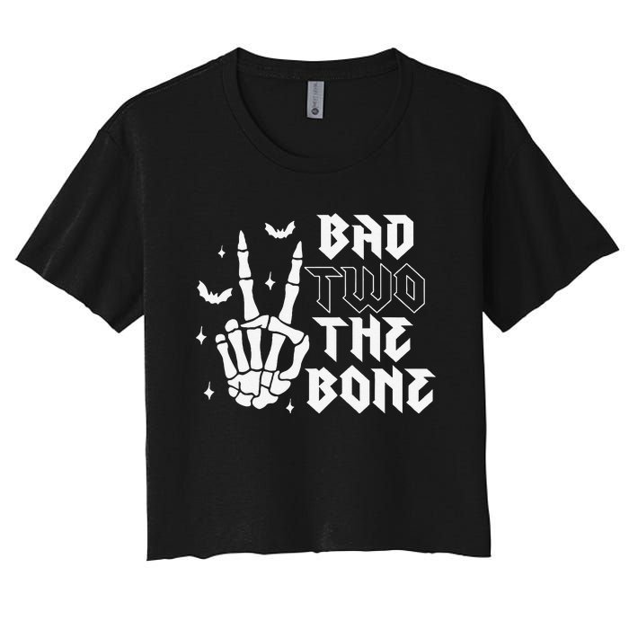 Bad Two The Bone Birthday 2nd 2 Years Old Birthday Boy Girl Gift Women's Crop Top Tee